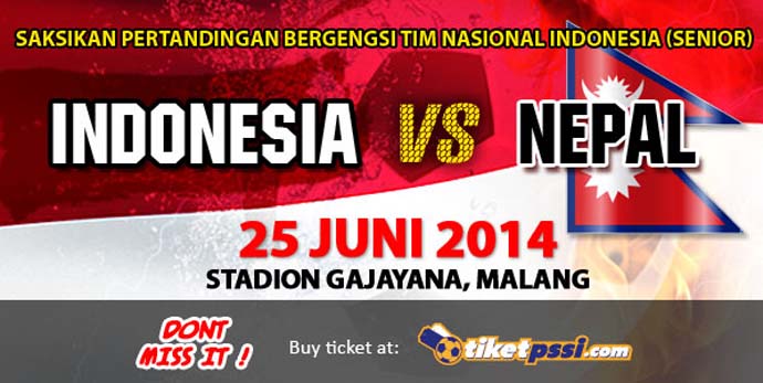 Inilah Tiket Indonesia vs Nepal